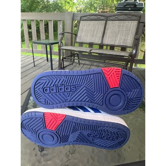 Adidas Hoops Mid 3.0 High Top Sneakers White Blue Red 13K - Picture 7 of 8